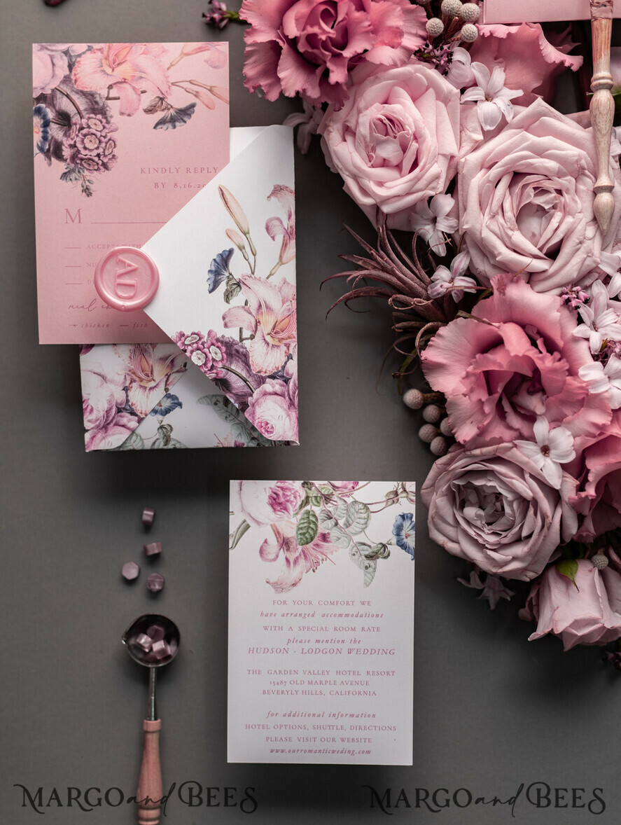 WEDDING INVITATIONS Elegant Invites Classic Cards Luxury Floral Acrylic Plexi Wedding Invitations, Romantic Blush Pink Wedding Invites, Vintage Wedding Invitation Suite, Elegant And Handmade Wedding Cards
