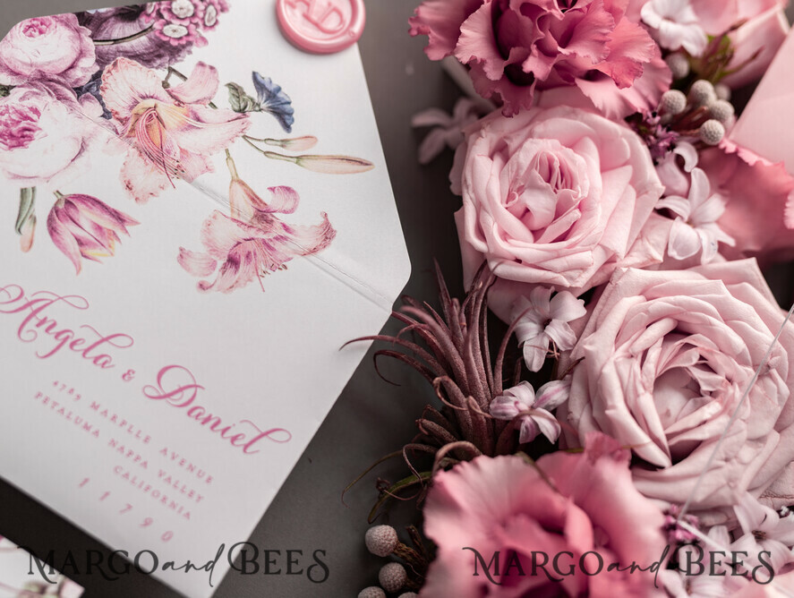 WEDDING INVITATIONS Elegant Invites Classic Cards Luxury Floral Acrylic Plexi Wedding Invitations, Romantic Blush Pink Wedding Invites, Vintage Wedding Invitation Suite, Elegant And Handmade Wedding Cards