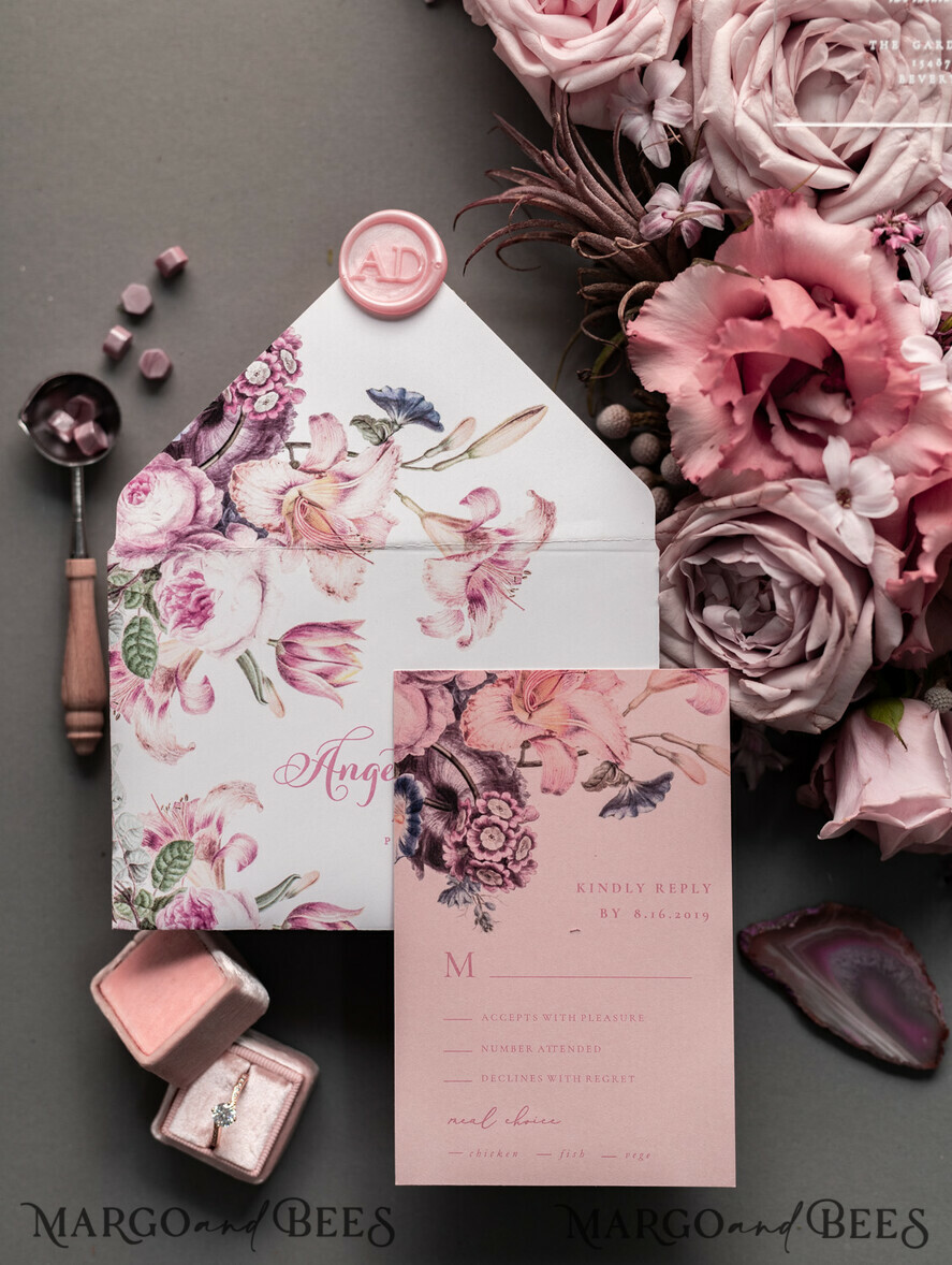 WEDDING INVITATIONS Elegant Invites Classic Cards Luxury Floral Acrylic Plexi Wedding Invitations, Romantic Blush Pink Wedding Invites, Vintage Wedding Invitation Suite, Elegant And Handmade Wedding Cards