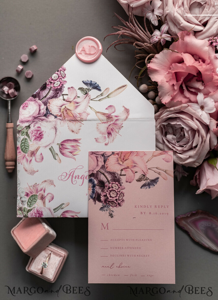 WEDDING INVITATIONS Elegant Invites Classic Cards Luxury Floral Acrylic Plexi Wedding Invitations, Romantic Blush Pink Wedding Invites, Vintage Wedding Invitation Suite, Elegant And Handmade Wedding Cards