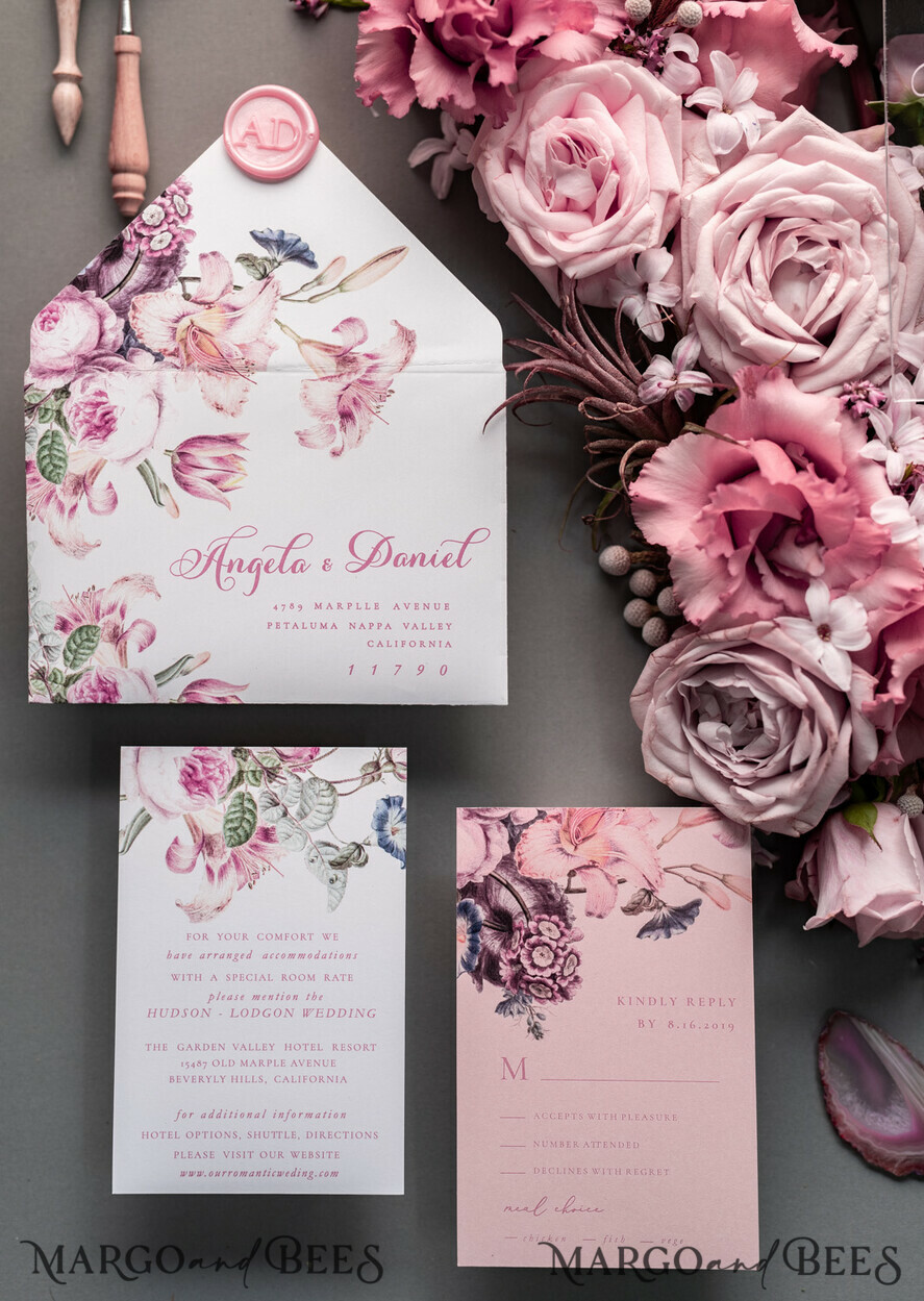 WEDDING INVITATIONS Elegant Invites Classic Cards Luxury Floral Acrylic Plexi Wedding Invitations, Romantic Blush Pink Wedding Invites, Vintage Wedding Invitation Suite, Elegant And Handmade Wedding Cards