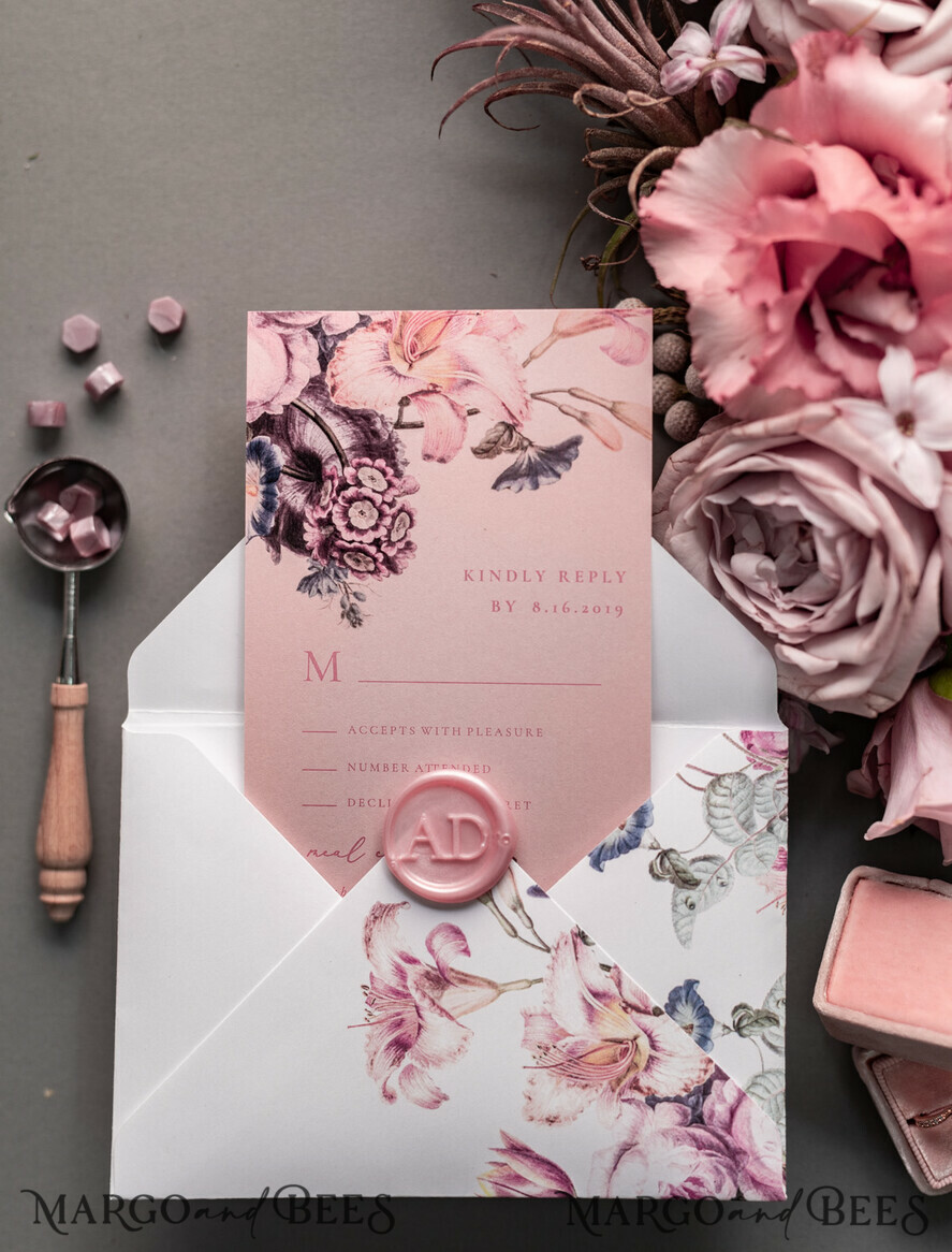 WEDDING INVITATIONS Elegant Invites Classic Cards Luxury Floral Acrylic Plexi Wedding Invitations, Romantic Blush Pink Wedding Invites, Vintage Wedding Invitation Suite, Elegant And Handmade Wedding Cards