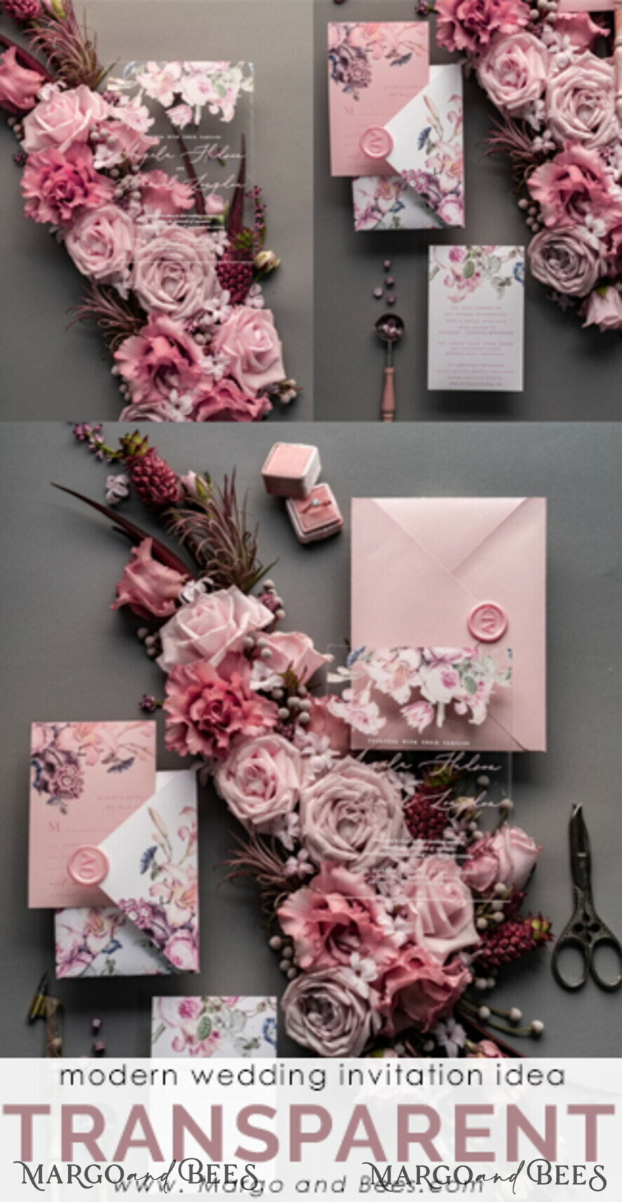 WEDDING INVITATIONS Elegant Invites Classic Cards Luxury Floral Acrylic Plexi Wedding Invitations, Romantic Blush Pink Wedding Invites, Vintage Wedding Invitation Suite, Elegant And Handmade Wedding Cards