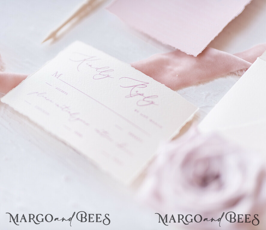 WEDDING INVITATIONS Elegant Invites Classic Cards Elegant Personalized Wedding invitations Minimalist Stationery with Velvet Silk Bow and Fine art calligraphy