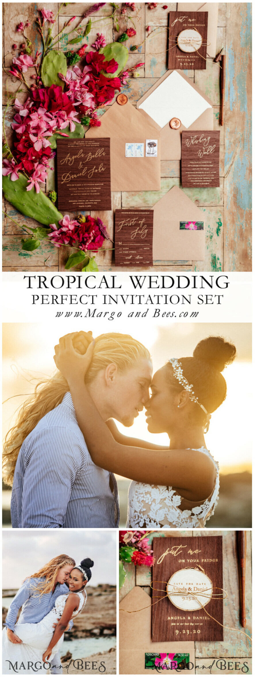WEDDING INVITATIONS Elegant Invites Classic Cards Wooden invitation with decorative font