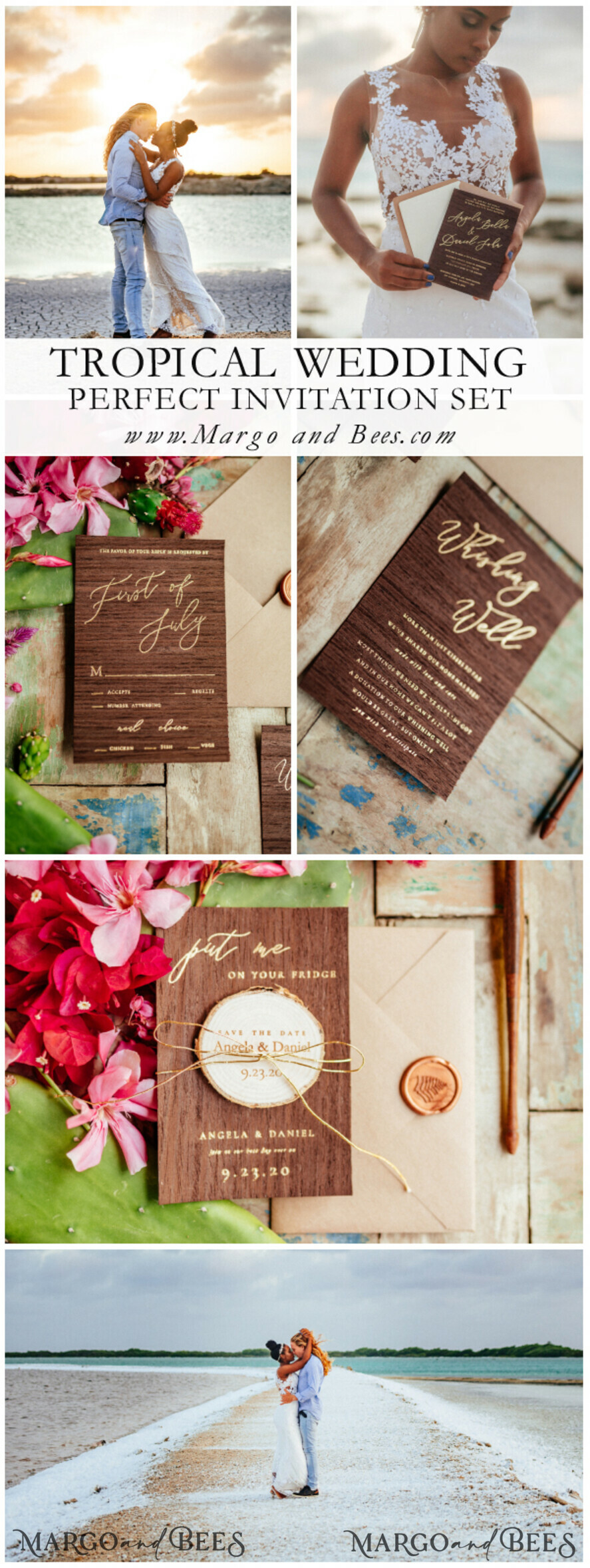 WEDDING INVITATIONS Elegant Invites Classic Cards Wooden invitation with decorative font