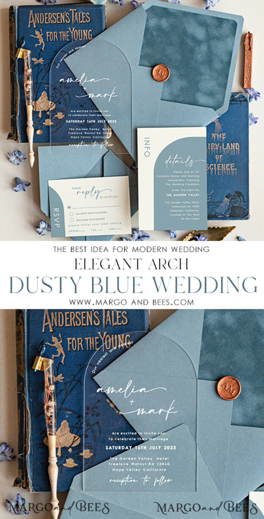 WEDDING INVITATIONS Elegant Invites Classic Cards Acrylic wedding invitations, dusty blue Wedding invitations online, acrylic invitations, Luxory Wedding Invitation Suite