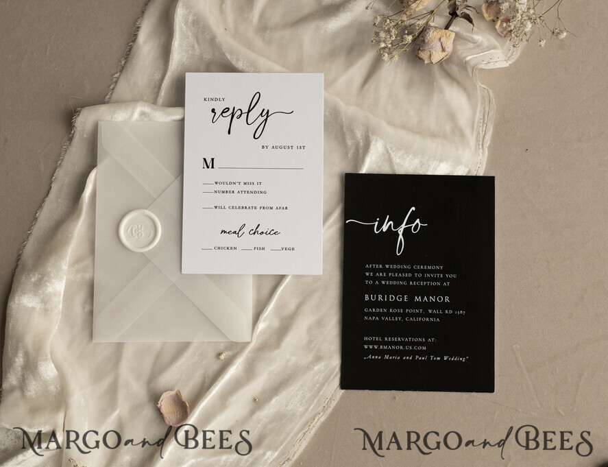 WEDDING INVITATIONS Elegant Invites Classic Cards Black Halloween wedding invitation set, Gloss Black Acrylic Invites, Goth Wedding Stationery, skeleton lovers black plexi wedding invitations set