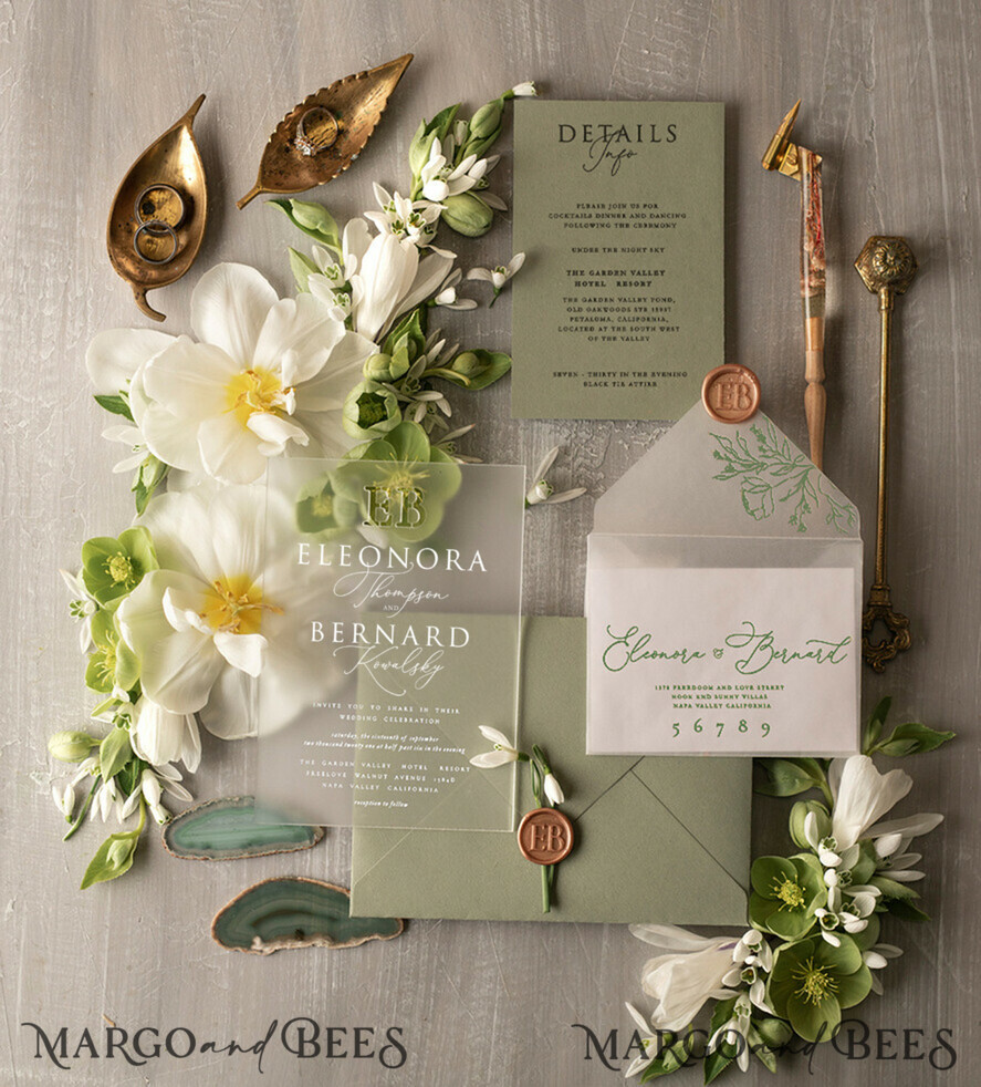 WEDDING INVITATIONS Elegant Invites Classic Cards Luxury Olive Wedding Invitations, Elegant Tuscany Wedding Invites, Romantic Italian Wedding Cards, Destination Wedding Invitation Suite, Bespoke Green Wedding Stationery