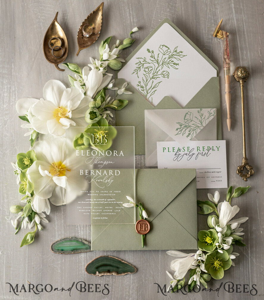 WEDDING INVITATIONS Elegant Invites Classic Cards Luxury Olive Wedding Invitations, Elegant Tuscany Wedding Invites, Romantic Italian Wedding Cards, Destination Wedding Invitation Suite, Bespoke Green Wedding Stationery