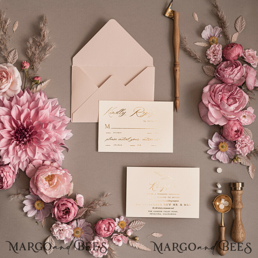 WEDDING INVITATIONS gold / rose gold / silver / glitter Custom Gold wedding invitation suite, Gold Wedding Blush Invites, Glamour Wedding Invitations