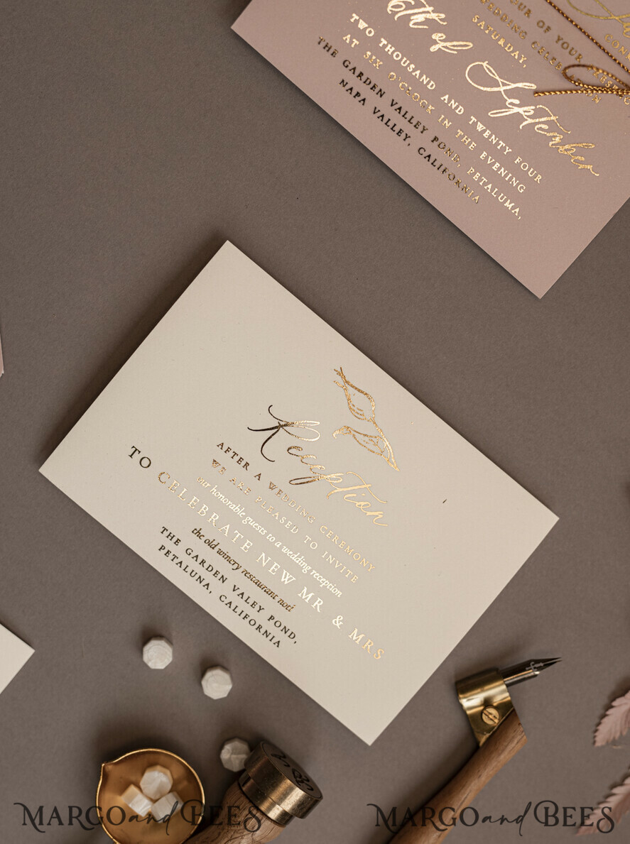 WEDDING INVITATIONS gold / rose gold / silver / glitter Custom Gold wedding invitation suite, Gold Wedding Blush Invites, Glamour Wedding Invitations