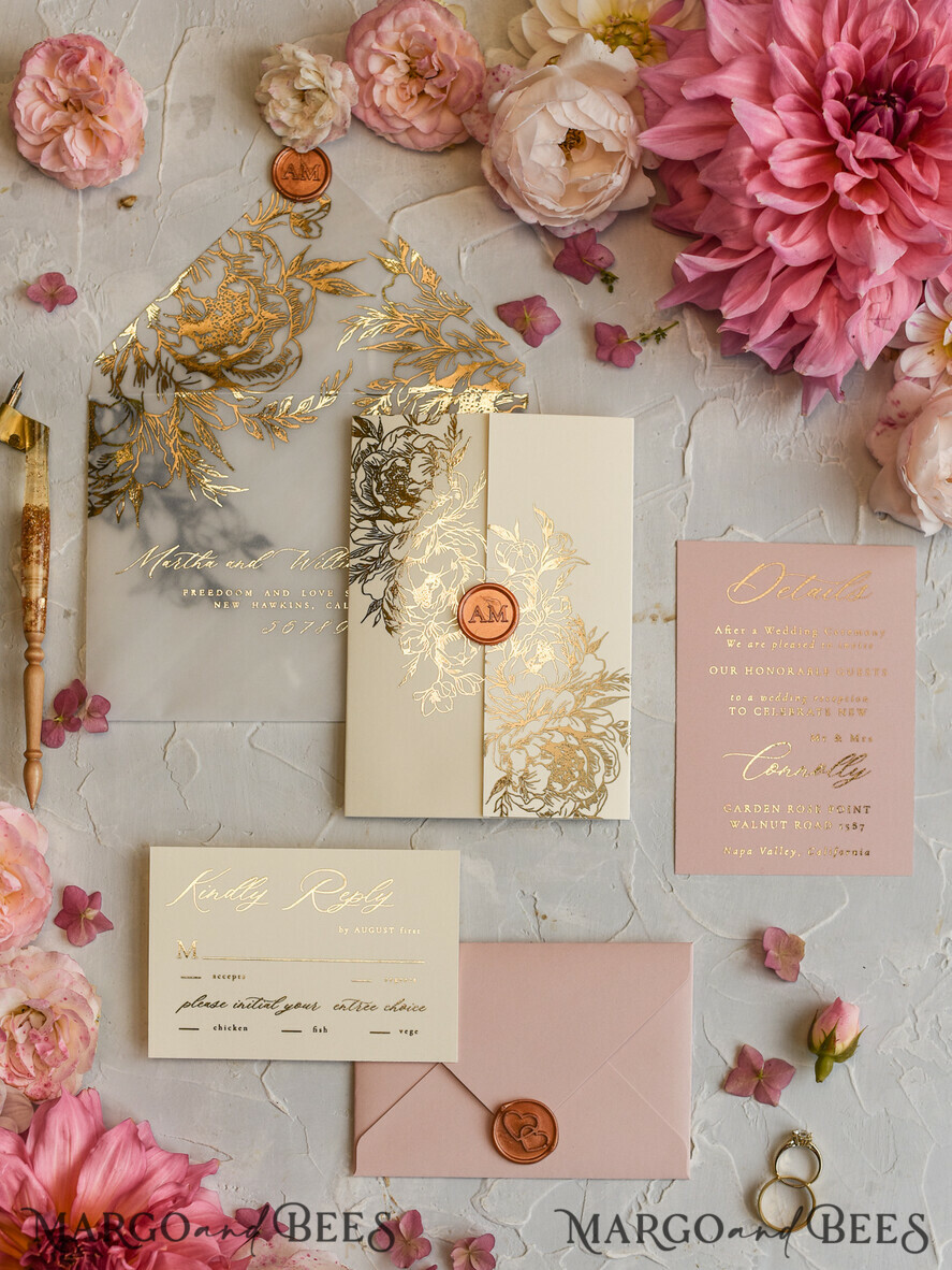 WEDDING INVITATIONS gold / rose gold / silver / glitter Wedding invitations custom colors, Glamour wedding invitations • Romantic Wedding Invitation Suite • Rose Gold Wedding Invites