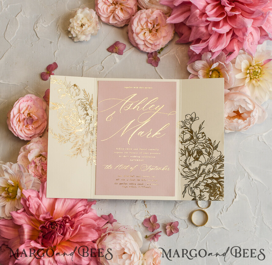 WEDDING INVITATIONS gold / rose gold / silver / glitter Wedding invitations custom colors, Glamour wedding invitations • Romantic Wedding Invitation Suite • Rose Gold Wedding Invites
