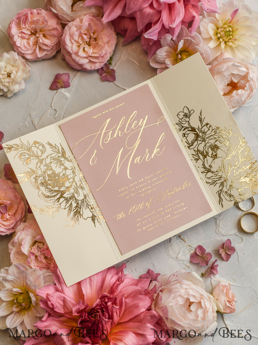 WEDDING INVITATIONS gold / rose gold / silver / glitter Wedding invitations custom colors, Glamour wedding invitations • Romantic Wedding Invitation Suite • Rose Gold Wedding Invites