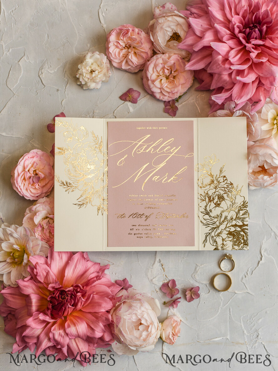 WEDDING INVITATIONS gold / rose gold / silver / glitter Wedding invitations custom colors, Glamour wedding invitations • Romantic Wedding Invitation Suite • Rose Gold Wedding Invites