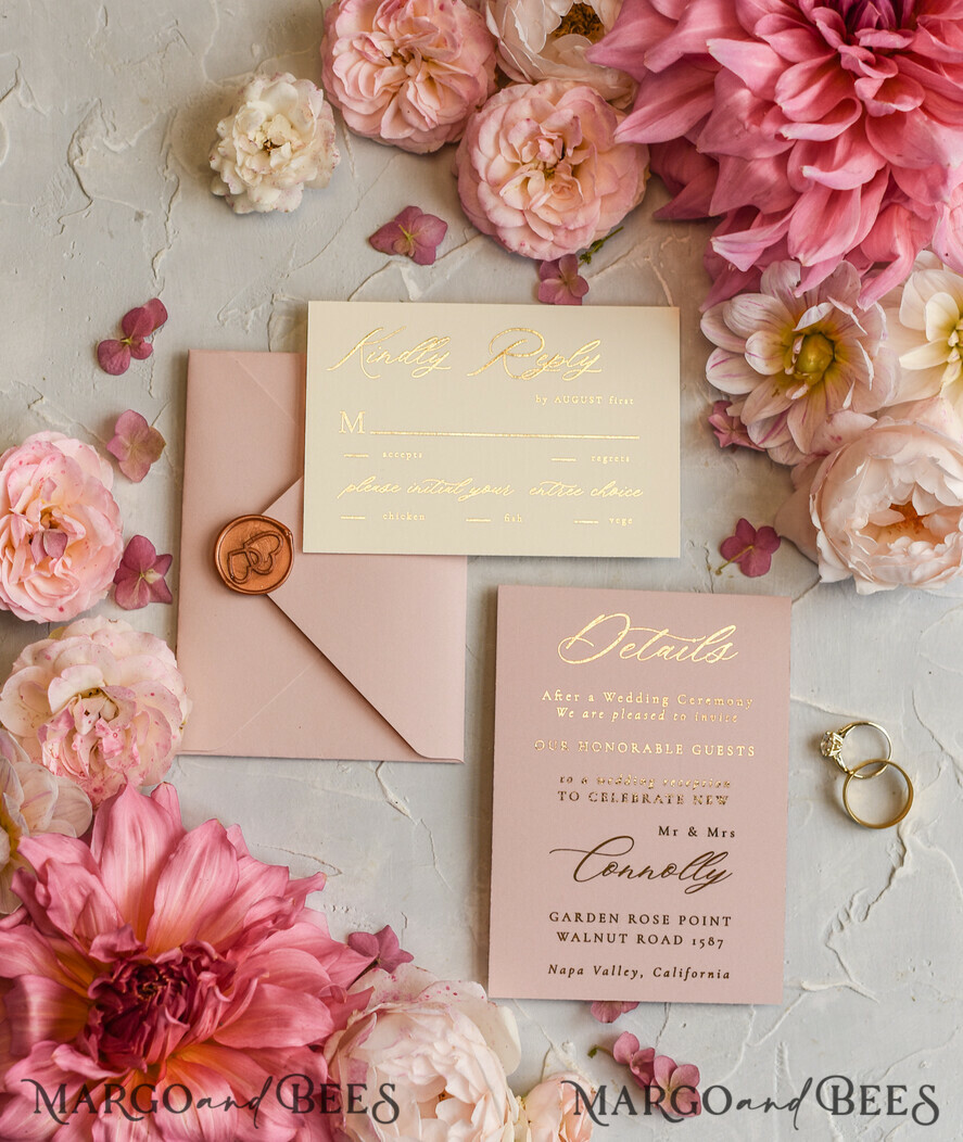 WEDDING INVITATIONS gold / rose gold / silver / glitter Wedding invitations custom colors, Glamour wedding invitations • Romantic Wedding Invitation Suite • Rose Gold Wedding Invites