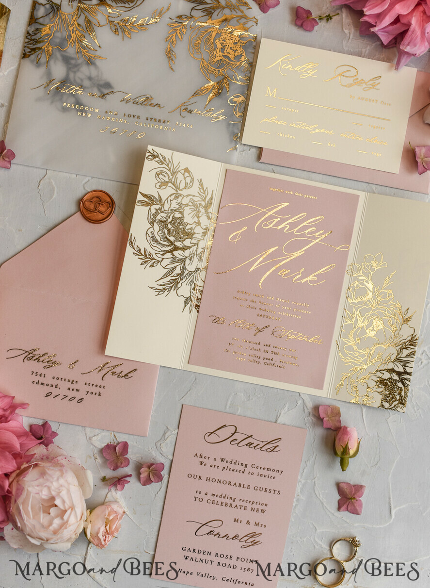 WEDDING INVITATIONS gold / rose gold / silver / glitter Wedding invitations custom colors, Glamour wedding invitations • Romantic Wedding Invitation Suite • Rose Gold Wedding Invites