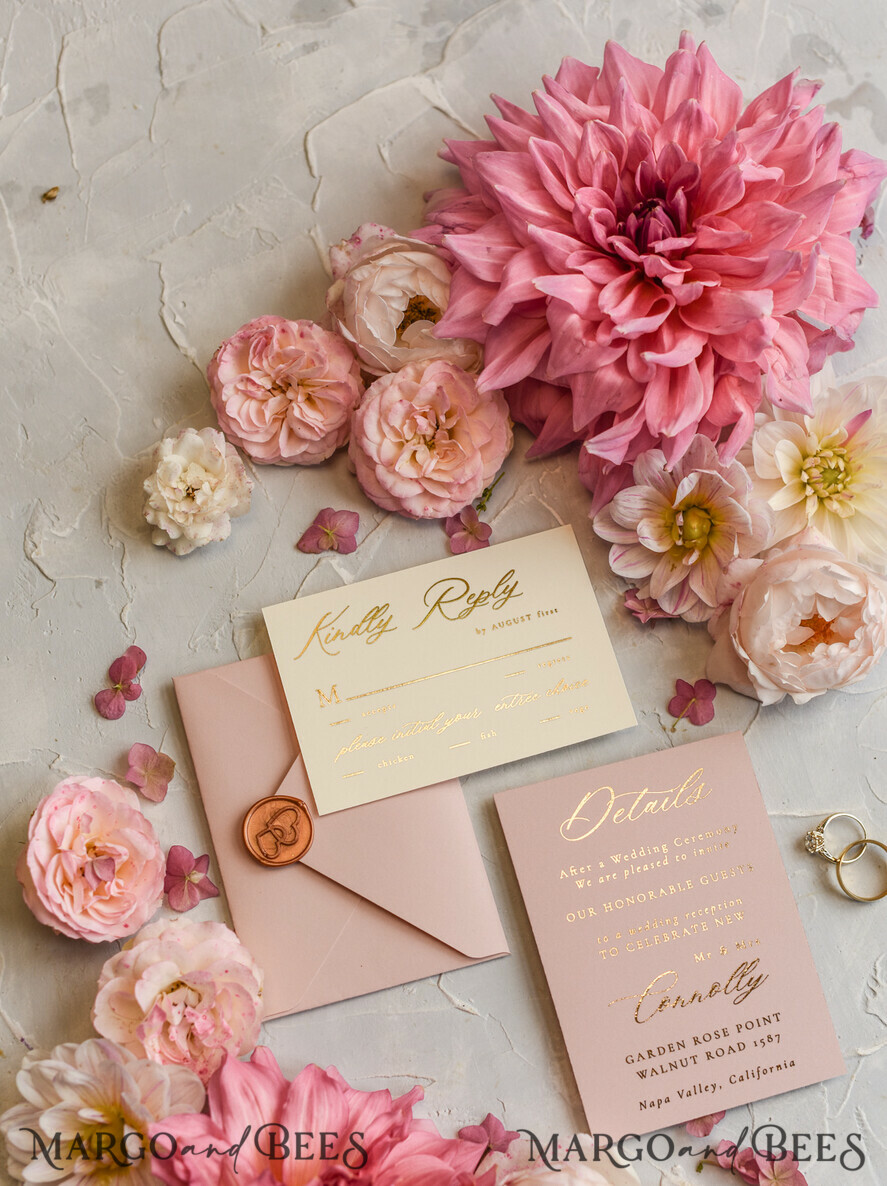 WEDDING INVITATIONS gold / rose gold / silver / glitter Wedding invitations custom colors, Glamour wedding invitations • Romantic Wedding Invitation Suite • Rose Gold Wedding Invites