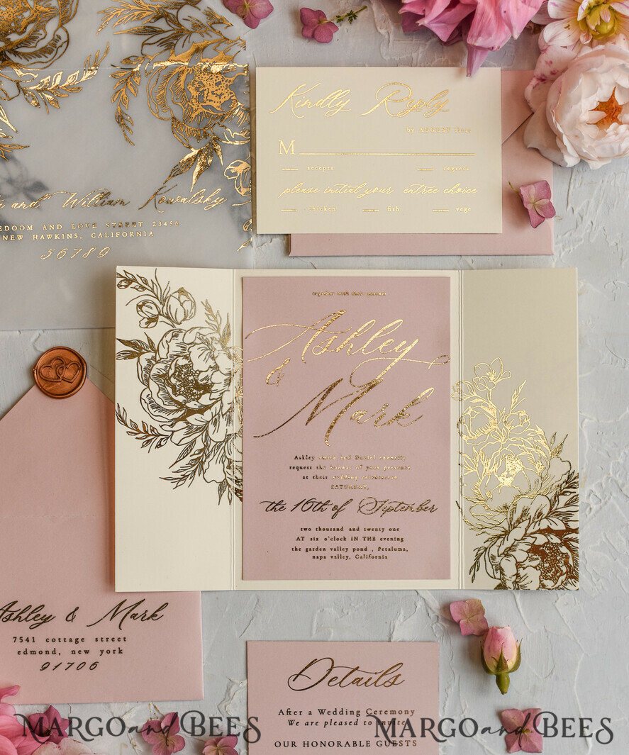 WEDDING INVITATIONS gold / rose gold / silver / glitter Wedding invitations custom colors, Glamour wedding invitations • Romantic Wedding Invitation Suite • Rose Gold Wedding Invites