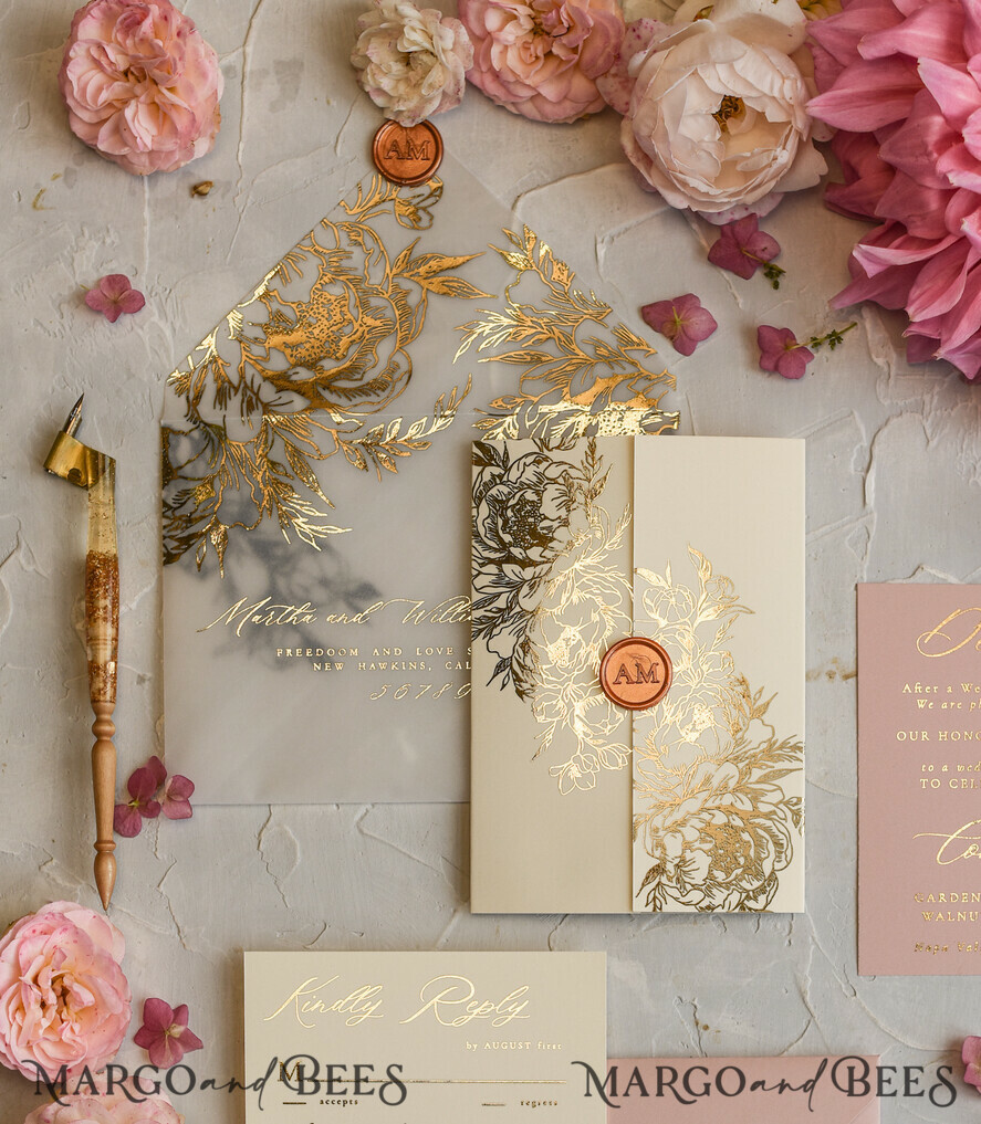 WEDDING INVITATIONS gold / rose gold / silver / glitter Wedding invitations custom colors, Glamour wedding invitations • Romantic Wedding Invitation Suite • Rose Gold Wedding Invites