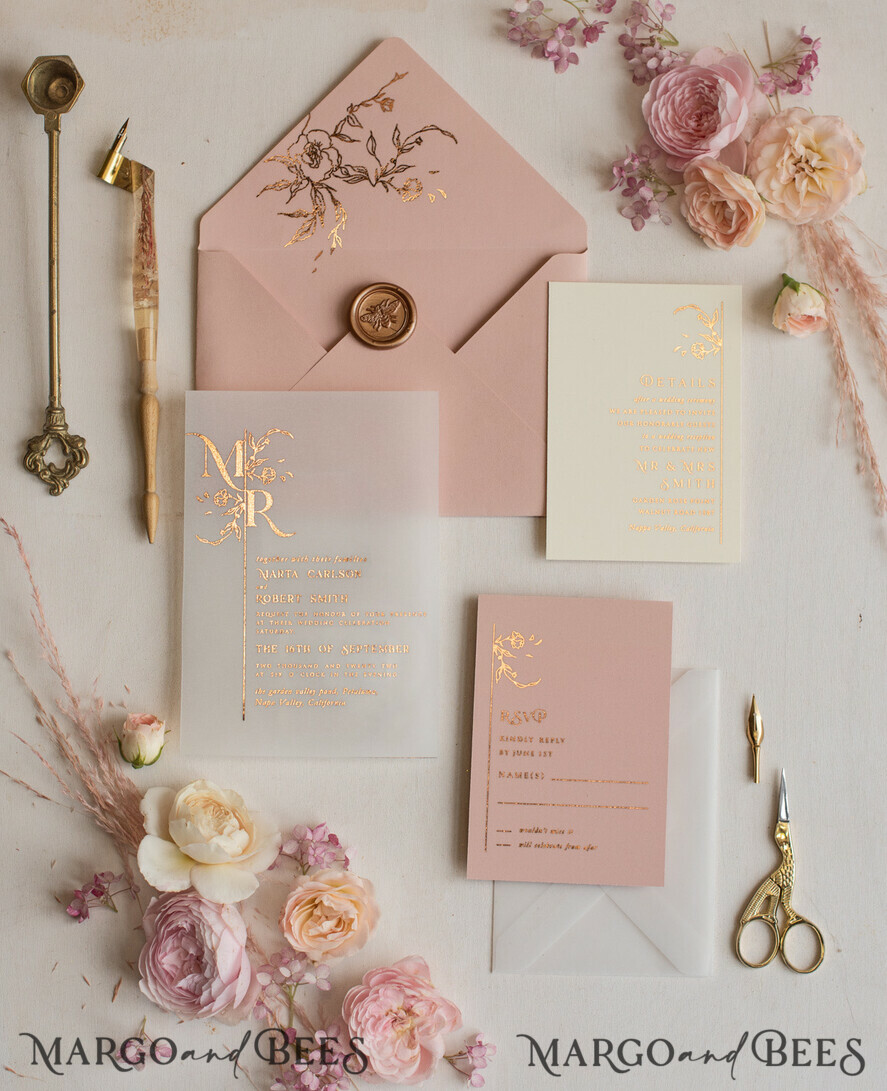 WEDDING INVITATIONS gold / rose gold / silver / glitter Luxury gold rose gold wedding invitations, elegant wedding cards, blush and pink wedding stationery