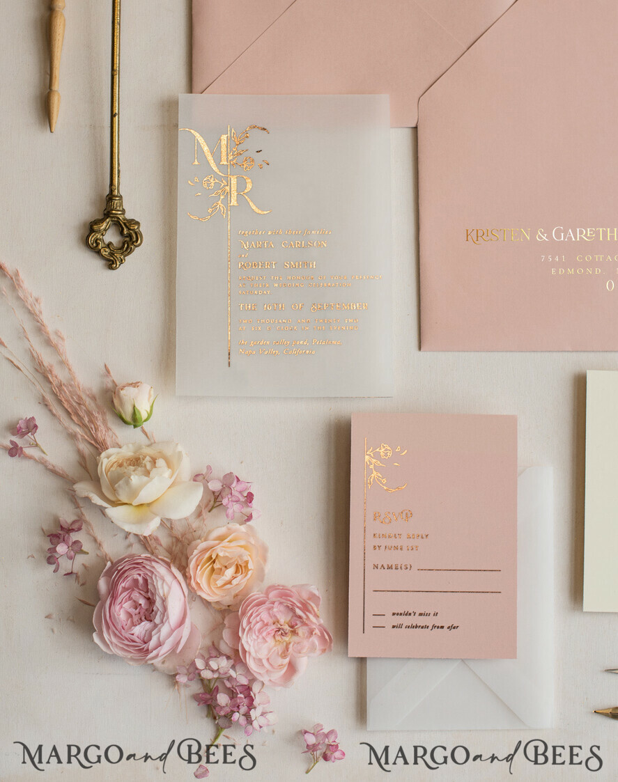 WEDDING INVITATIONS gold / rose gold / silver / glitter Luxury gold rose gold wedding invitations, elegant wedding cards, blush and pink wedding stationery
