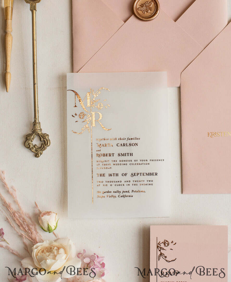 WEDDING INVITATIONS gold / rose gold / silver / glitter Luxury gold rose gold wedding invitations, elegant wedding cards, blush and pink wedding stationery