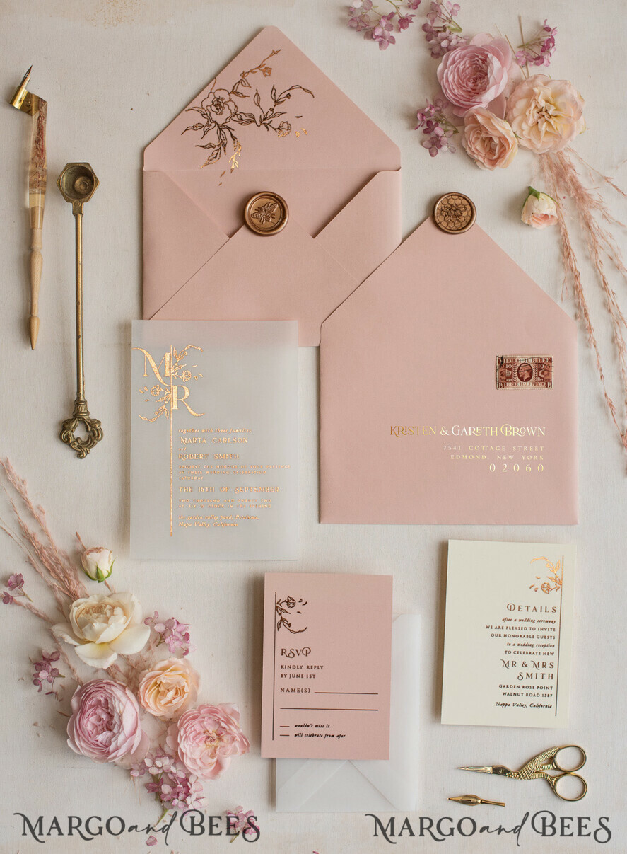 WEDDING INVITATIONS gold / rose gold / silver / glitter Luxury gold rose gold wedding invitations, elegant wedding cards, blush and pink wedding stationery