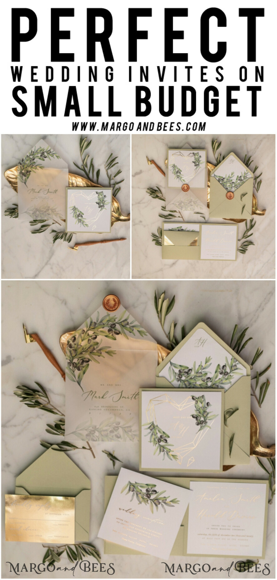WEDDING INVITATIONS gold / rose gold / silver / glitter Elegant Olive Wedding Invitations, Luxury Sage Green Wedding Invites, Glamour Golden Pocketfold Wedding Cards, Bespoke Tuscany Wedding Invitation Suite