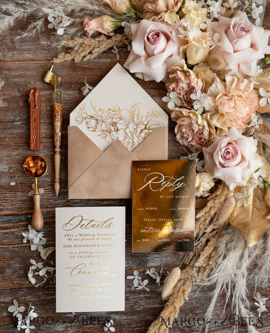 WEDDING INVITATIONS gold / rose gold / silver / glitter Luxury Velvet wedding Invitations, Clear Gold Indian Wedding Invites, Glamour Elegant Wedding Cards