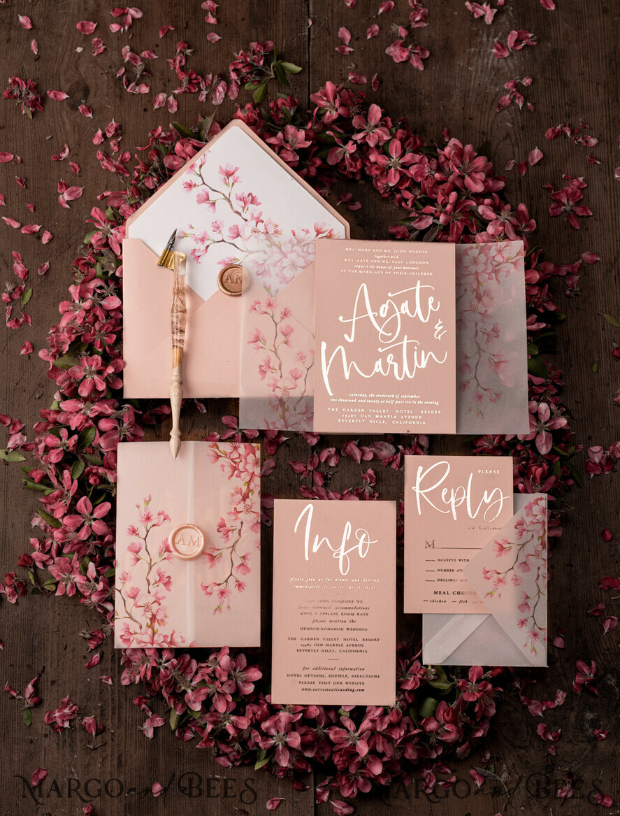 WEDDING INVITATIONS gold / rose gold / silver / glitter Luxury wedding invitations, elegant wedding invitations, cherry blossom wedding invitations, pink sakura, cherry blossom, pink sakura wedding invitations, cherry blossom cards, vellum wrapping, vellum, gold lettering, gold foil print out, gold foil, blush pink wedding invitations, blush pink wedding cards, gold wedding cards, romantic wedding invitations, luxury wedding cards, japanese wedding invitations