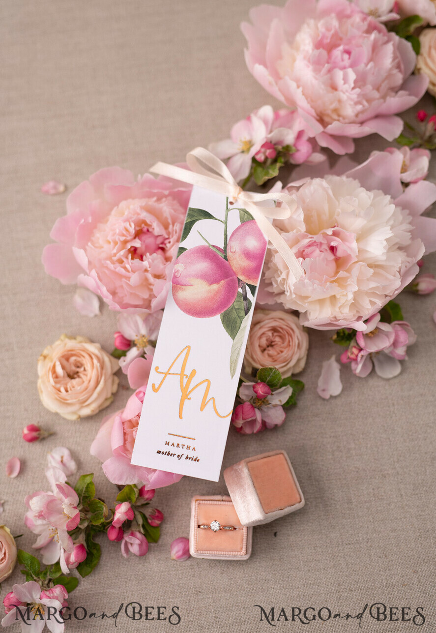 WEDDING INVITATIONS gold / rose gold / silver / glitter Glamour Gold Foil Wedding Invitations, Elegant Peach Wedding Invites, Bespoke Vellum Wedding Cards With Bow, Luxury Modern Wedding Stationery