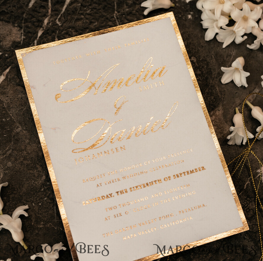 WEDDING INVITATIONS gold / rose gold / silver / glitter Luxury Gold Marble Wedding Invitations, Glamour Golden Shine Wedding Invites, Romantic Blush Pink Wedding Cards, Elegant Gold Foil Wedding Invitation Suite