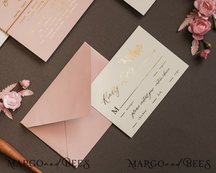WEDDING INVITATIONS gold / rose gold / silver / glitter Luxury gold wedding invitation cards , elegant wedding invitations , blush and pink wedding stationery