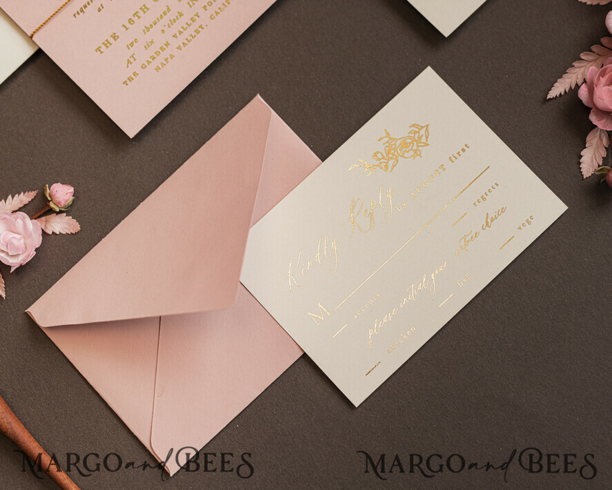 WEDDING INVITATIONS gold / rose gold / silver / glitter Luxury gold wedding invitation cards , elegant wedding invitations , blush and pink wedding stationery
