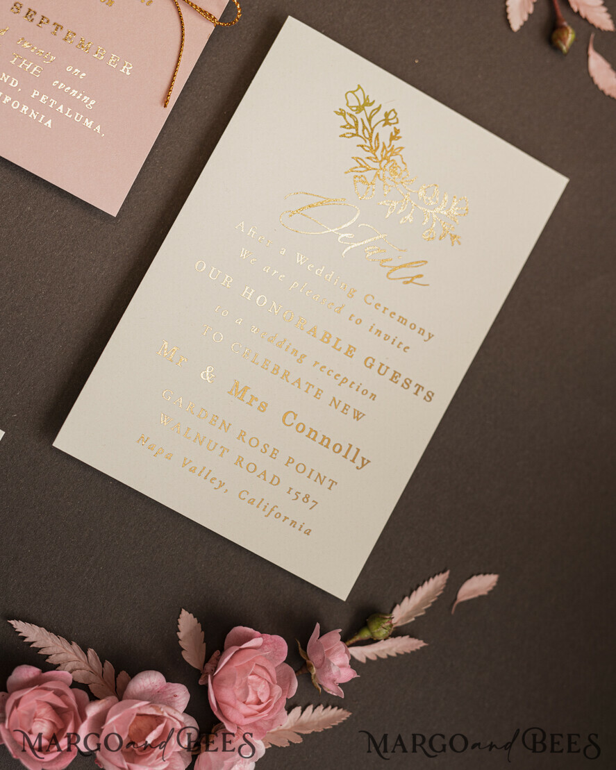 WEDDING INVITATIONS gold / rose gold / silver / glitter Luxury gold wedding invitation cards , elegant wedding invitations , blush and pink wedding stationery