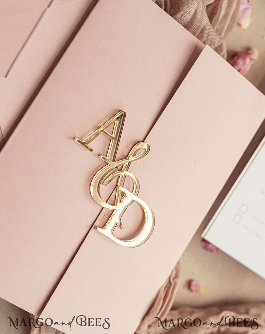 WEDDING INVITATIONS gold / rose gold / silver / glitter Luxury Mirror gold Wedding Invitations, Elegant Blush Pink Wedding Cards, Glamour Acrylic Wedding Invites, Clear Plexi Wedding Invitation Suite