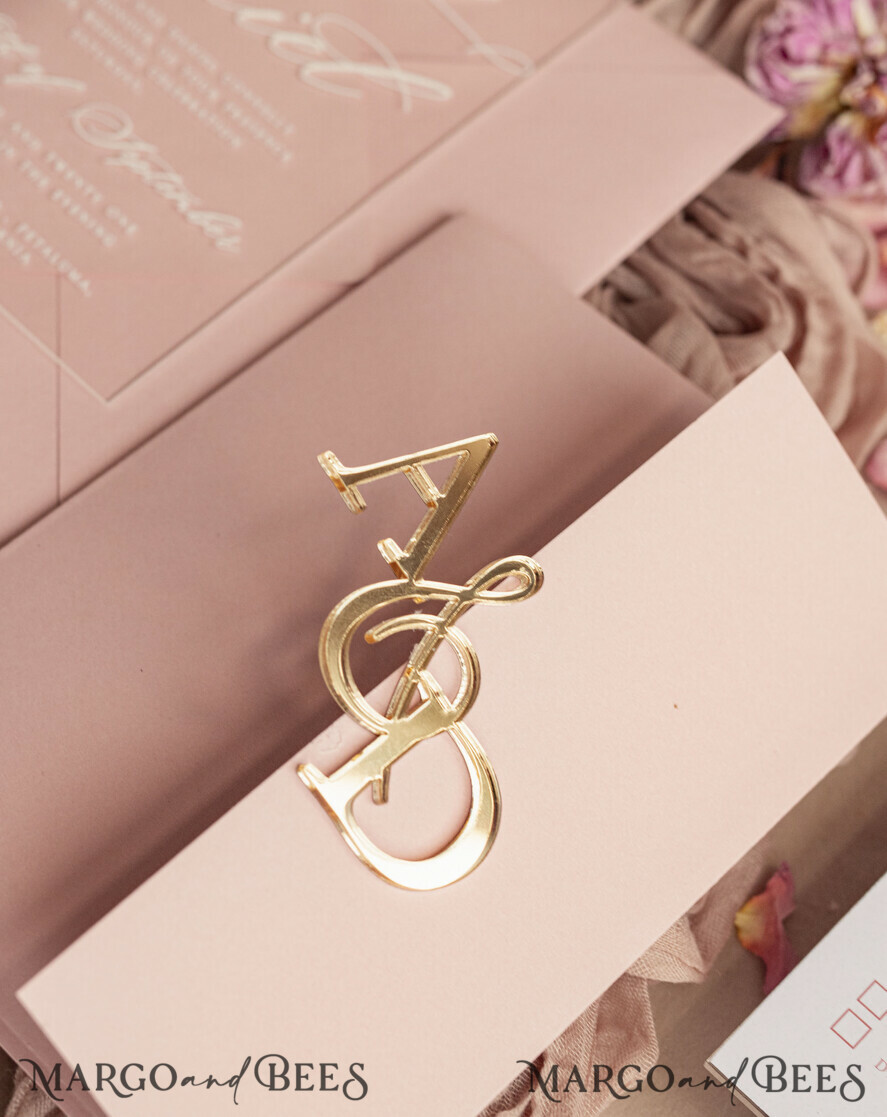 WEDDING INVITATIONS gold / rose gold / silver / glitter Luxury Mirror gold Wedding Invitations, Elegant Blush Pink Wedding Cards, Glamour Acrylic Wedding Invites, Clear Plexi Wedding Invitation Suite