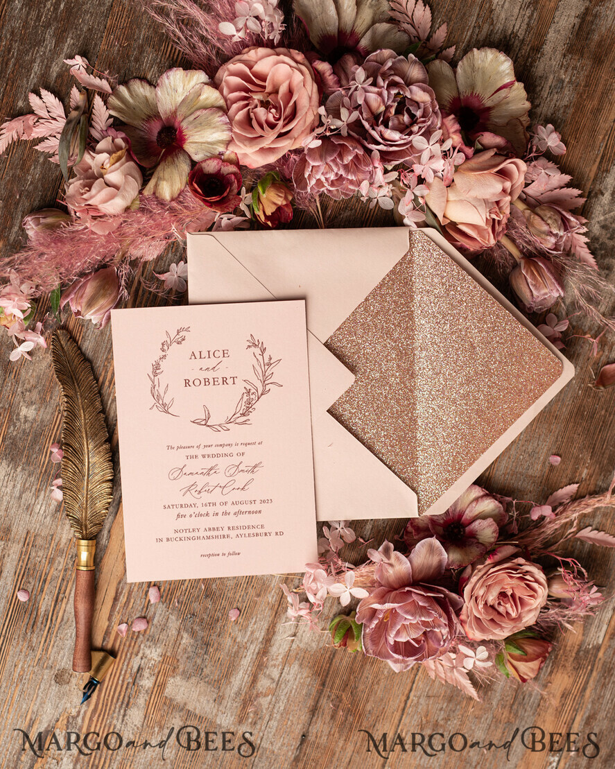 WEDDING INVITATIONS gold / rose gold / silver / glitter Rose Gold Wedding invitations UK, Luxury Glitter Wedding Invitations • Glamour Wedding Invitation Suite • Bluh Pink Luxury Wedding Cards
