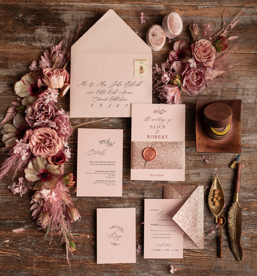 WEDDING INVITATIONS gold / rose gold / silver / glitter Rose Gold Wedding invitations UK, Luxury Glitter Wedding Invitations • Glamour Wedding Invitation Suite • Bluh Pink Luxury Wedding Cards