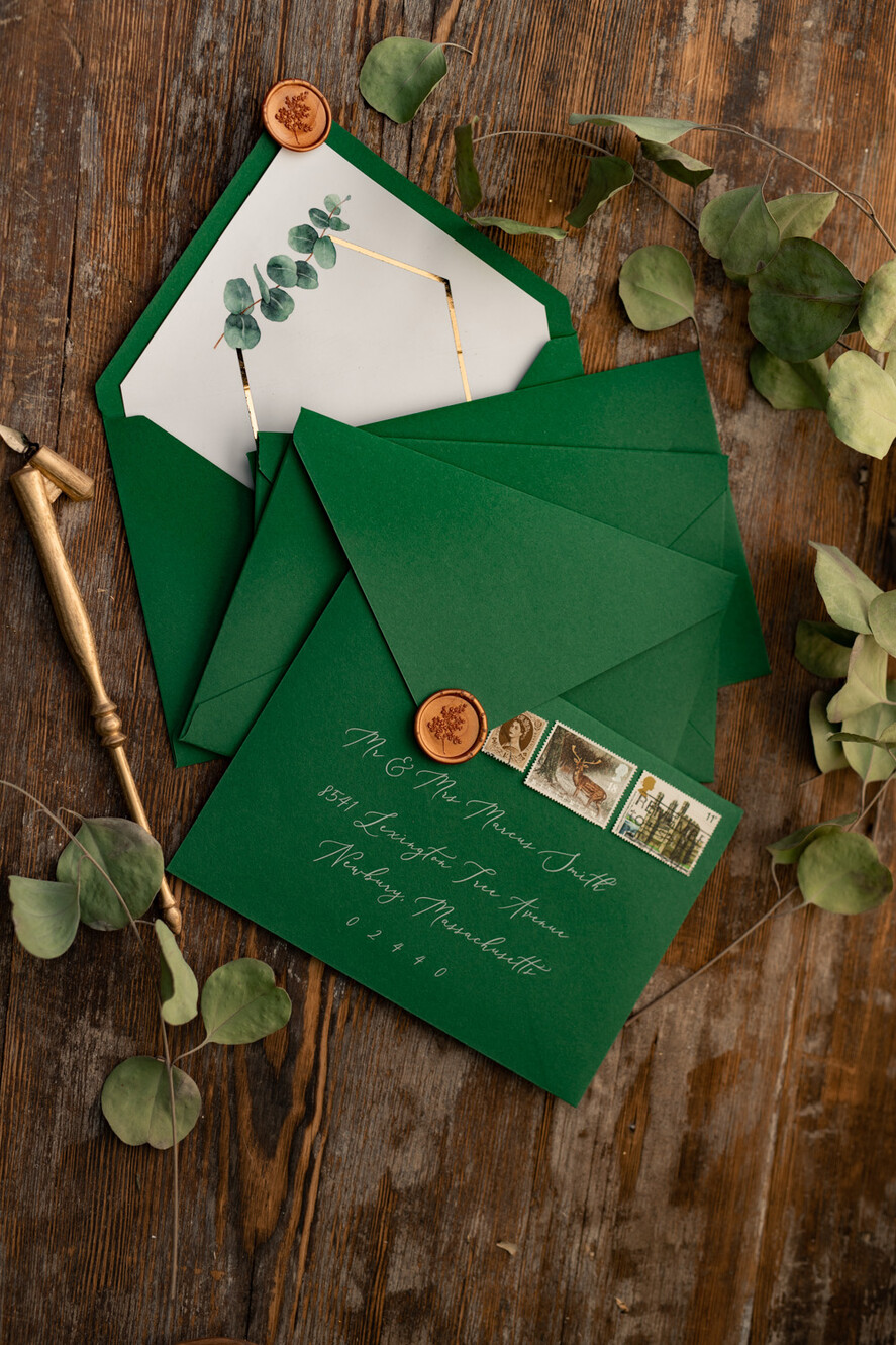 WEDDING INVITATIONS gold / rose gold / silver / glitter Elegant Eucalyptus Wedding Invitations, Glamour Golden Wedding Cards, Bespoke Greenery Gold Wedding Invites, Minimalistic Wedding Invitation Suite