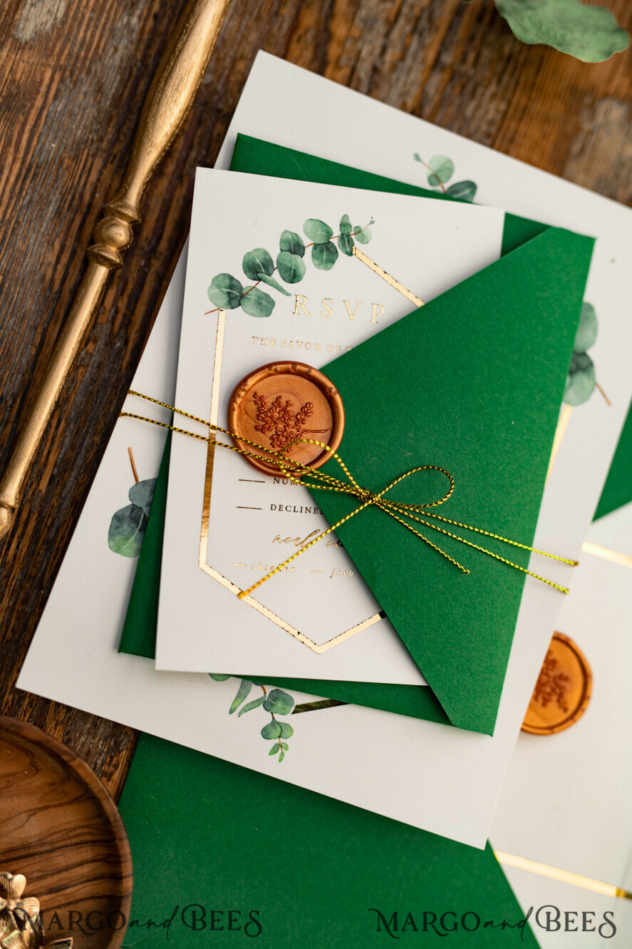 WEDDING INVITATIONS gold / rose gold / silver / glitter Elegant Eucalyptus Wedding Invitations, Glamour Golden Wedding Cards, Bespoke Greenery Gold Wedding Invites, Minimalistic Wedding Invitation Suite