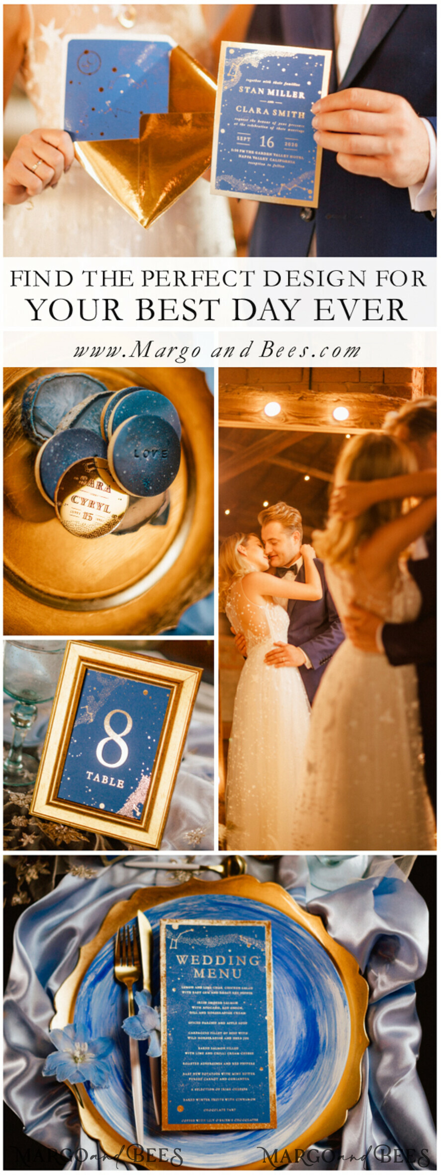 WEDDING INVITATIONS gold / rose gold / silver / glitter Luxury Golden Shine Wedding Invitations, Royal Navy Blue Wedding Invites, Glamour Gold Foil Wedding Cards, Elegant, Bespoke Galaxy Wedding Invitation Suite