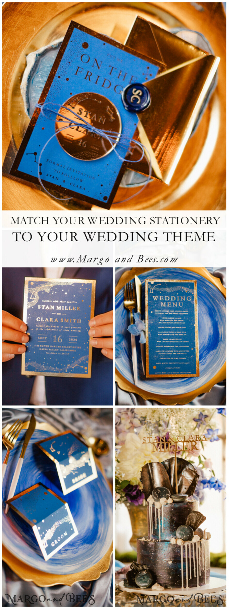 WEDDING INVITATIONS gold / rose gold / silver / glitter Luxury Golden Shine Wedding Invitations, Royal Navy Blue Wedding Invites, Glamour Gold Foil Wedding Cards, Elegant, Bespoke Galaxy Wedding Invitation Suite