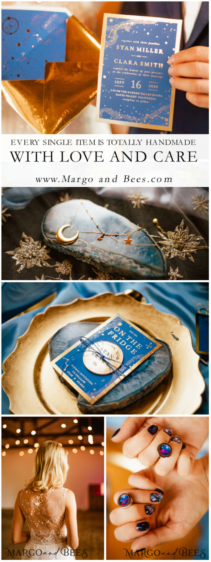 WEDDING INVITATIONS gold / rose gold / silver / glitter Luxury Golden Shine Wedding Invitations, Royal Navy Blue Wedding Invites, Glamour Gold Foil Wedding Cards, Elegant, Bespoke Galaxy Wedding Invitation Suite