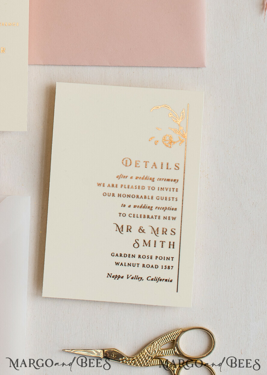 WEDDING INVITATIONS gold / rose gold / silver / glitter Elegant wedding invitations, glam gold rose gold wedding cards, cream fancy wedding invitiation suite
