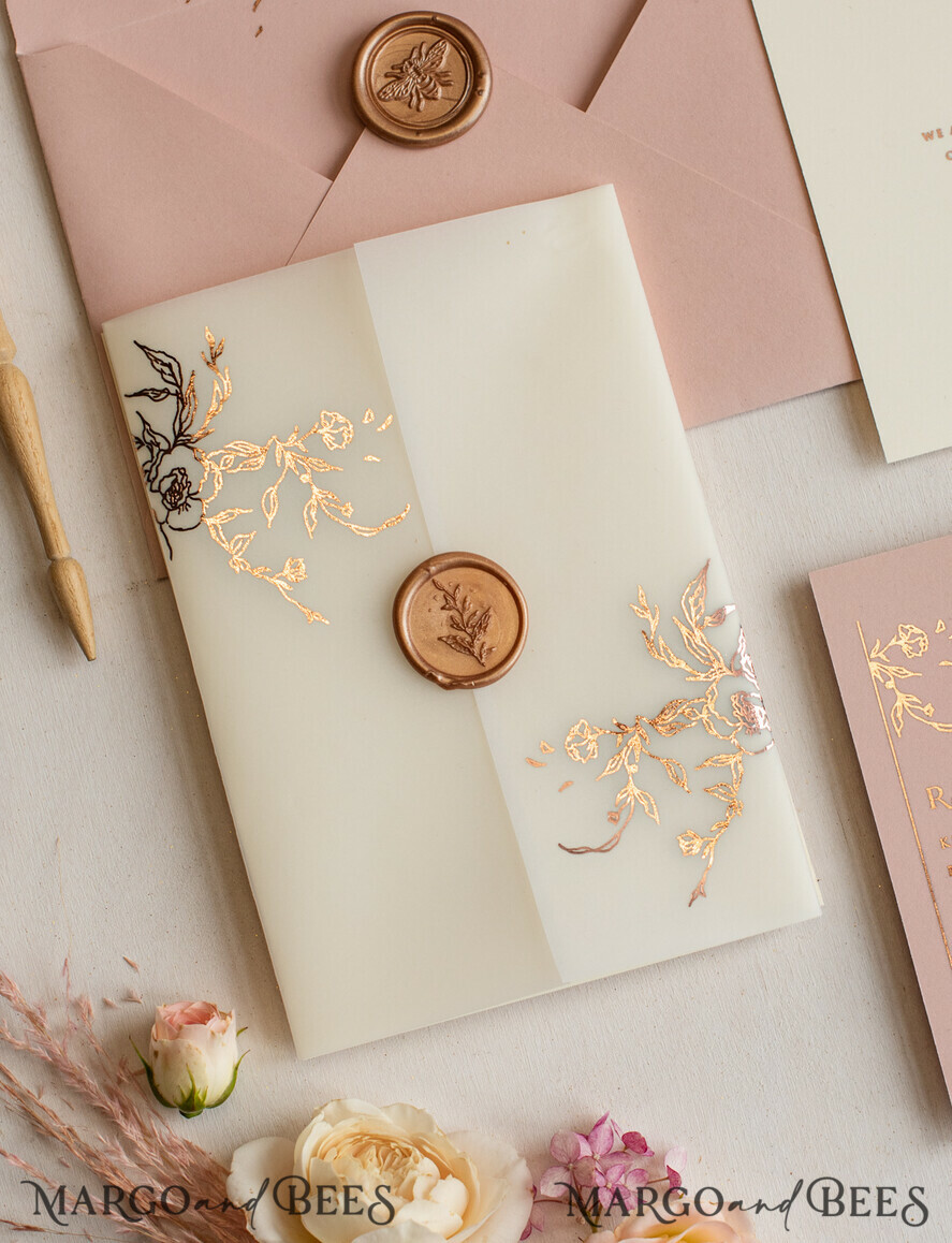 WEDDING INVITATIONS gold / rose gold / silver / glitter Elegant wedding invitations, glam gold rose gold wedding cards, cream fancy wedding invitiation suite