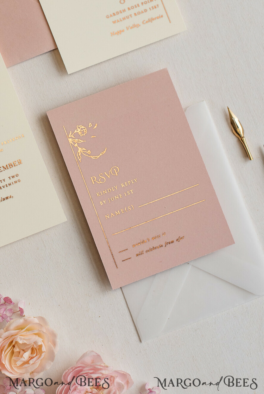 WEDDING INVITATIONS gold / rose gold / silver / glitter Elegant wedding invitations, glam gold rose gold wedding cards, cream fancy wedding invitiation suite