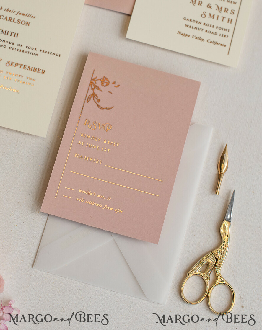 WEDDING INVITATIONS gold / rose gold / silver / glitter Elegant wedding invitations, glam gold rose gold wedding cards, cream fancy wedding invitiation suite